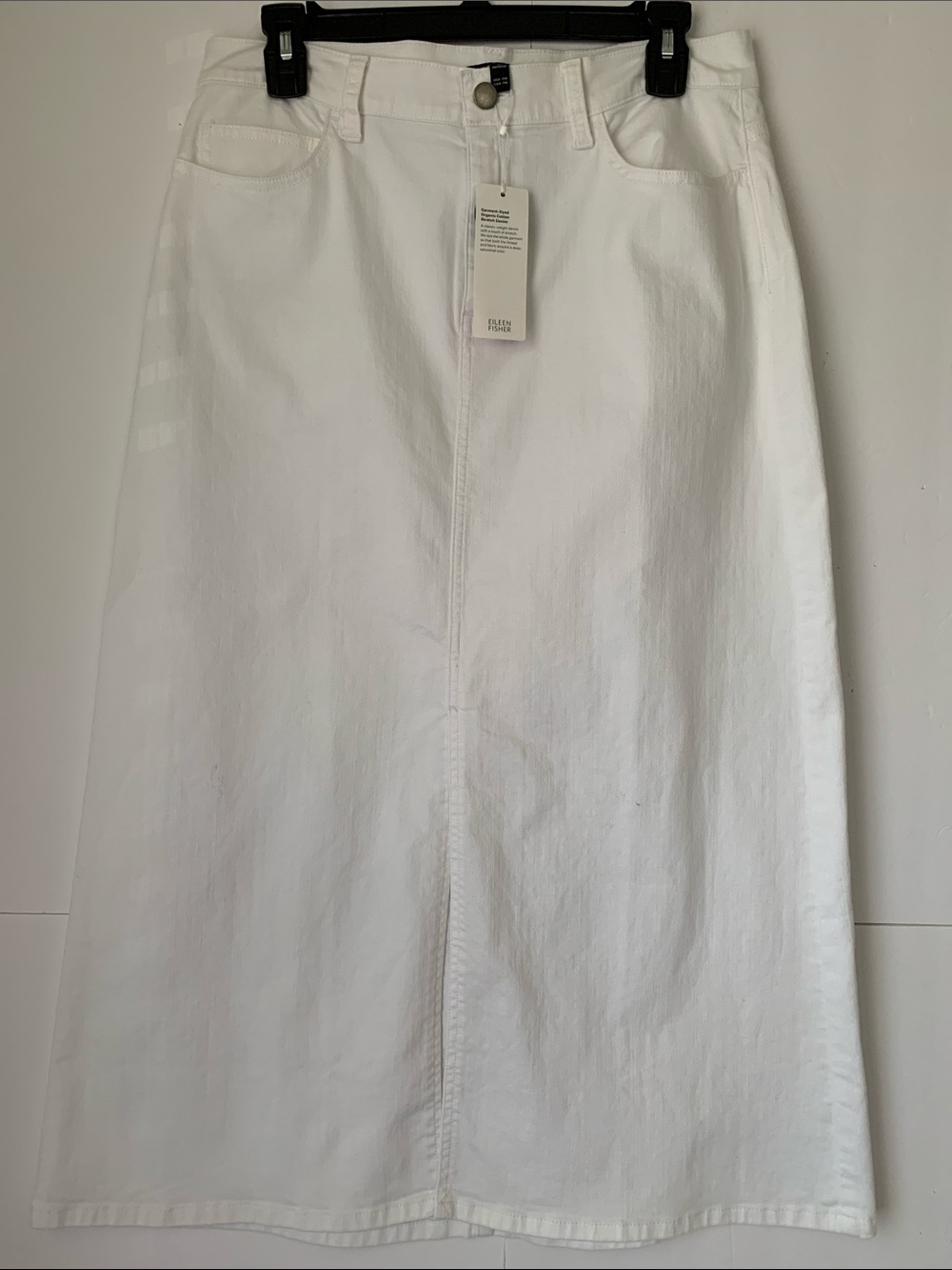 NWT Eileen Fisher White Midi Denim Skirt - Clean A-Line Style Size MP - Picture 2 of 8